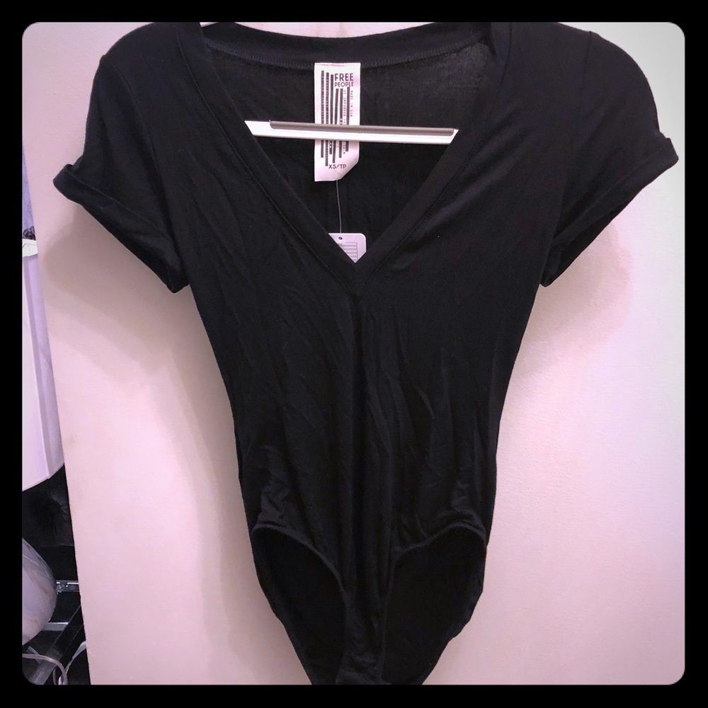 Free people leotard deep V neck top NWT